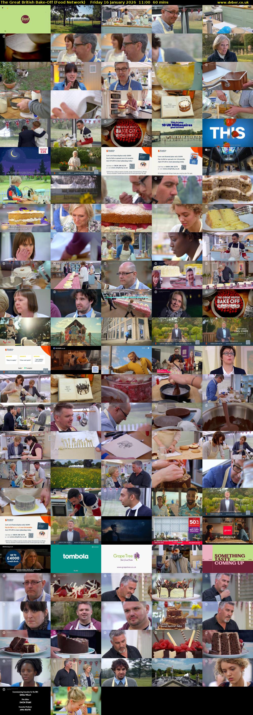 The Great British Bake-Off (Food Network) Friday 16 January 2026 11:00 - 12:00