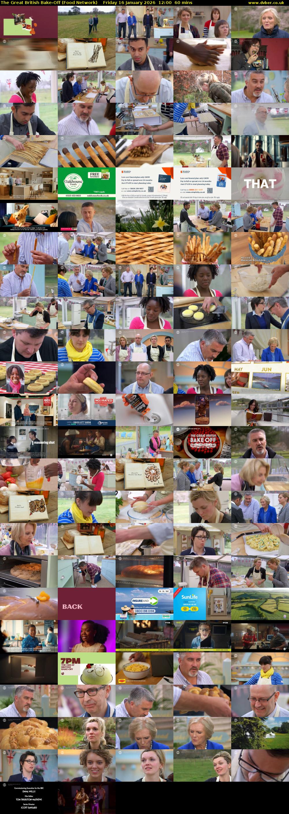 The Great British Bake-Off (Food Network) Friday 16 January 2026 12:00 - 13:00