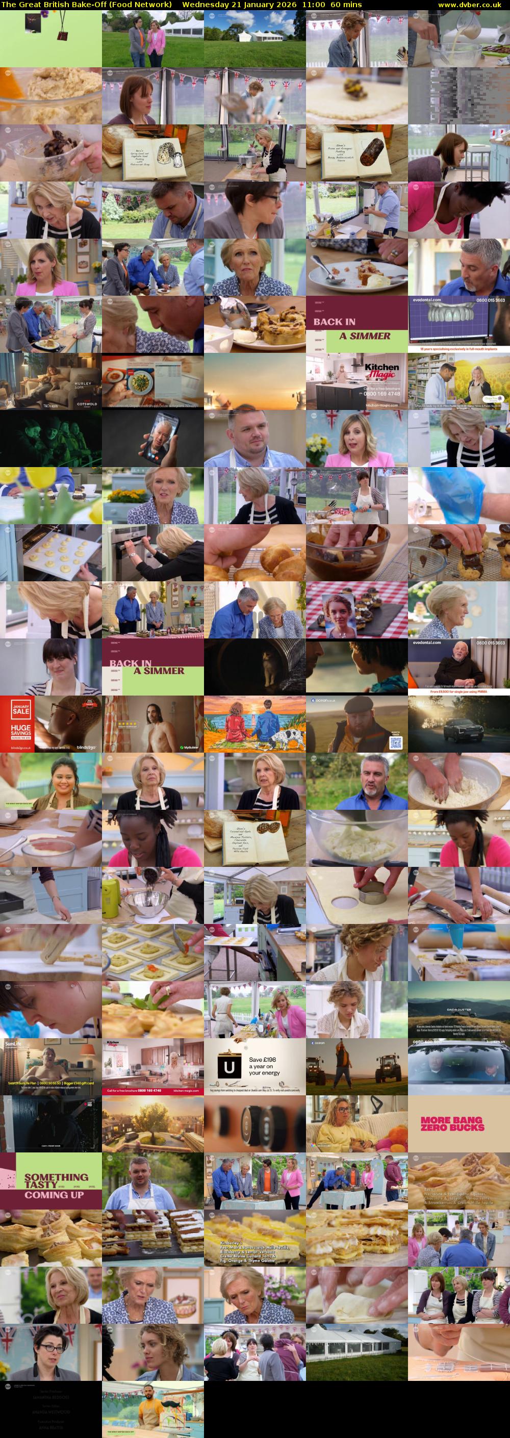 The Great British Bake-Off (Food Network) Wednesday 21 January 2026 11:00 - 12:00