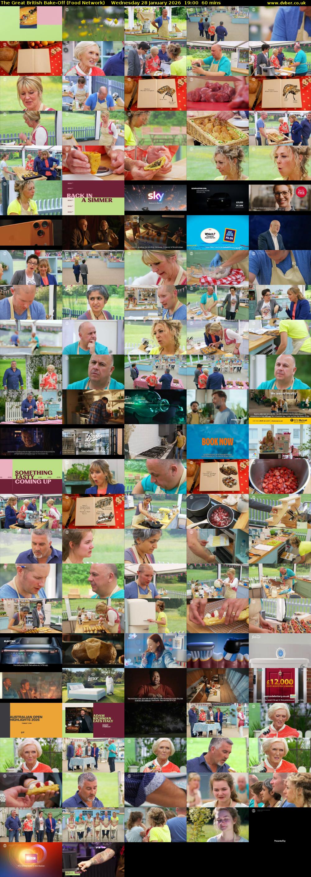 The Great British Bake-Off (Food Network) Wednesday 28 January 2026 19:00 - 20:00