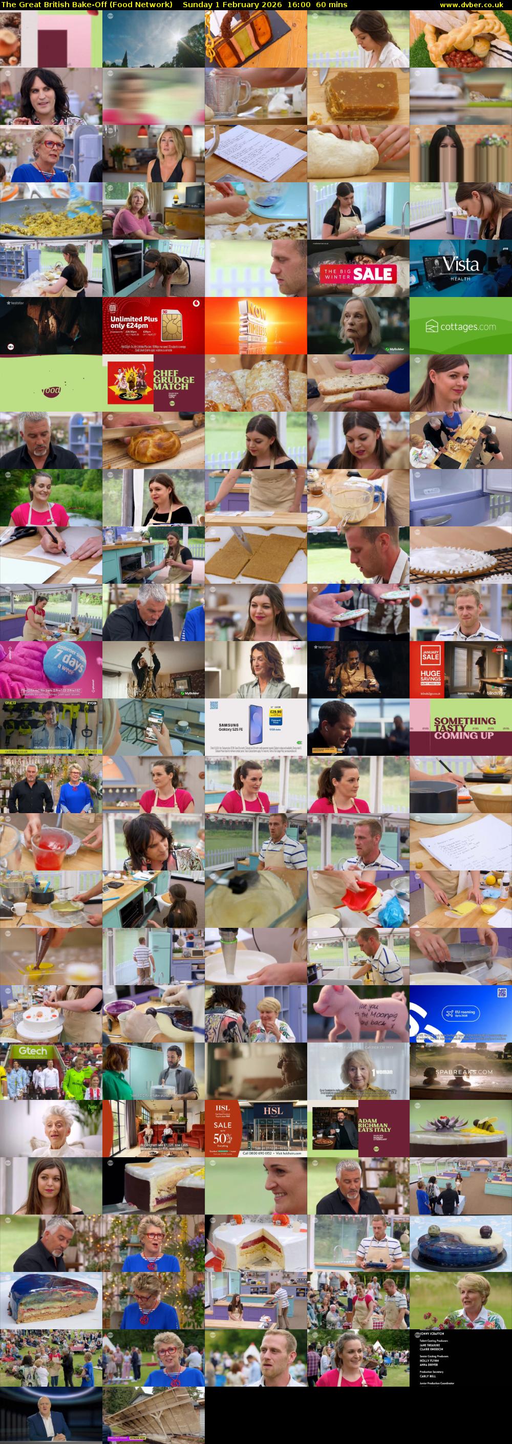 The Great British Bake-Off (Food Network) Sunday 1 February 2026 16:00 - 17:00