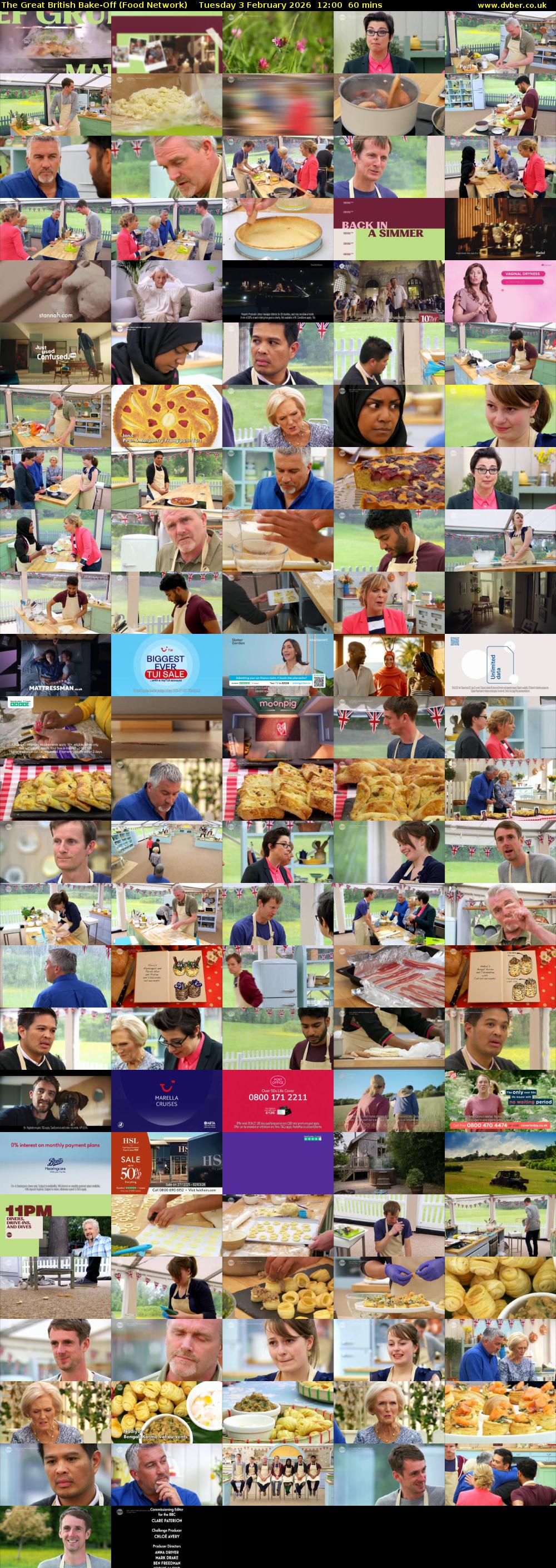 The Great British Bake-Off (Food Network) Tuesday 3 February 2026 12:00 - 13:00