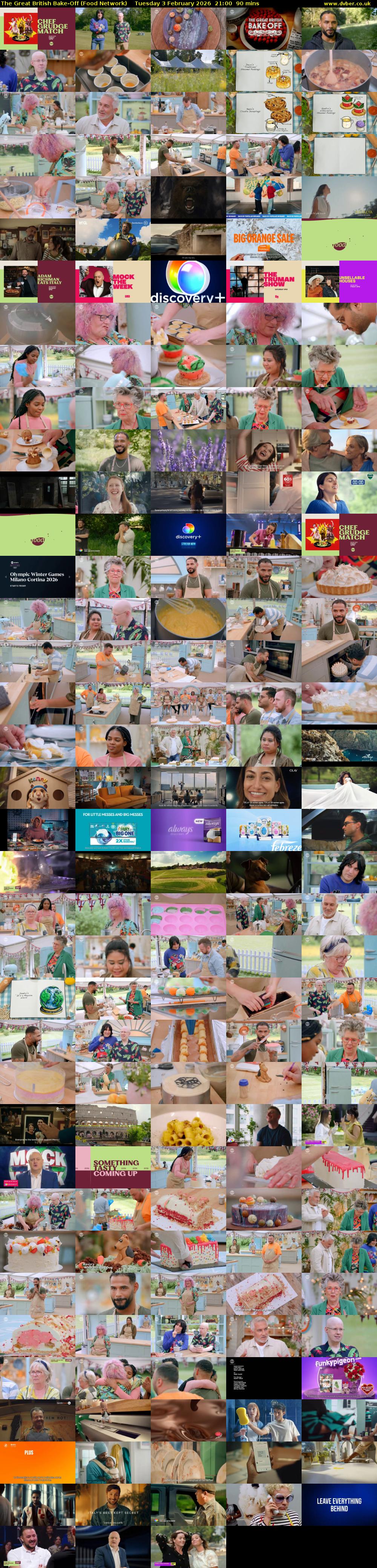 The Great British Bake-Off (Food Network) Tuesday 3 February 2026 21:00 - 22:30