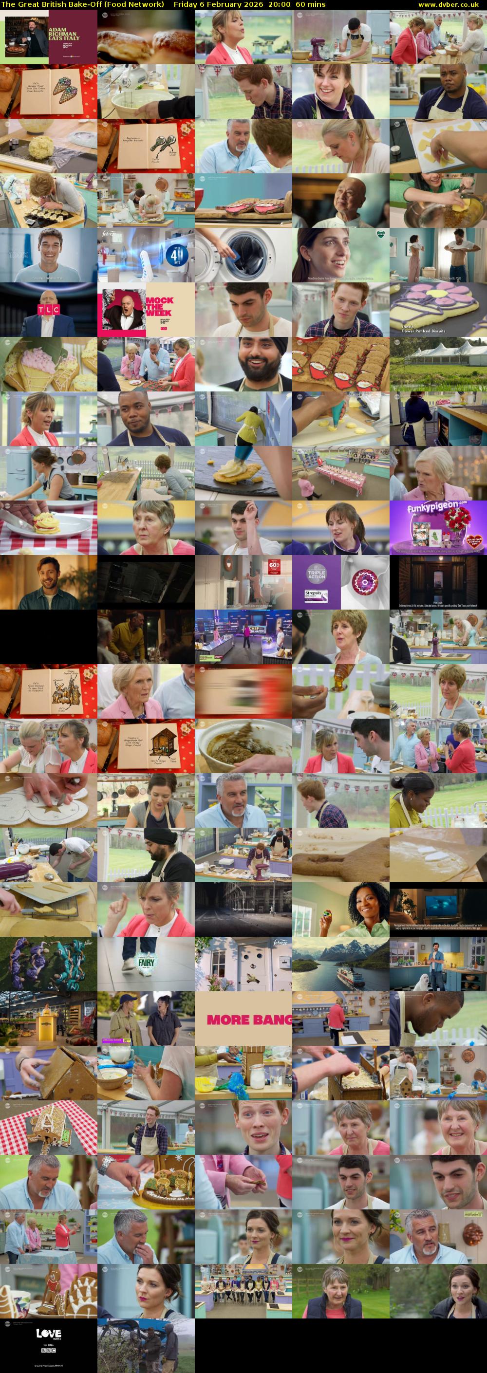 The Great British Bake-Off (Food Network) Friday 6 February 2026 20:00 - 21:00