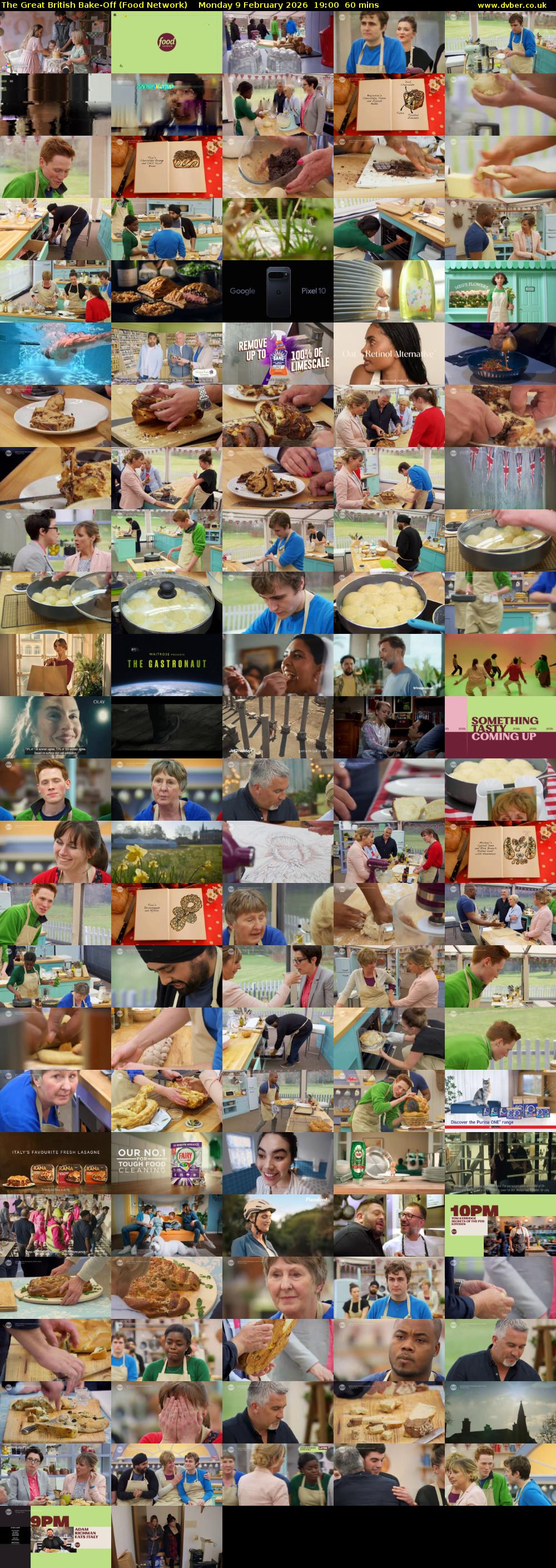 The Great British Bake-Off (Food Network) Monday 9 February 2026 19:00 - 20:00