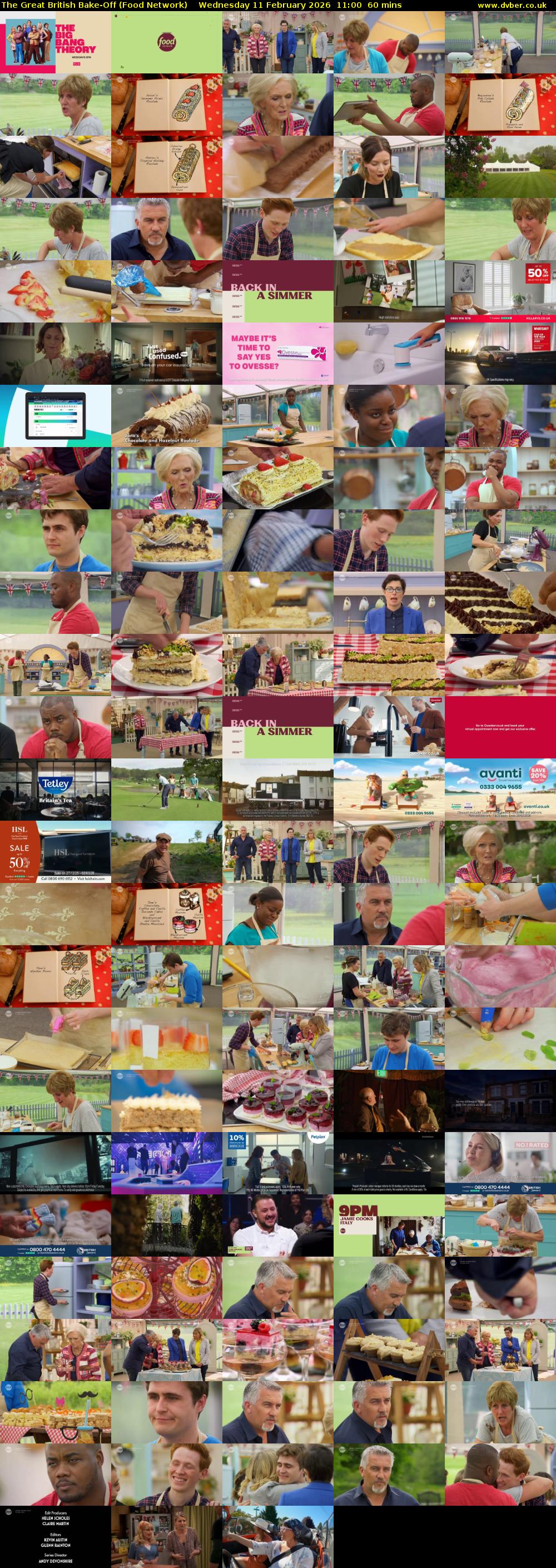 The Great British Bake-Off (Food Network) Wednesday 11 February 2026 11:00 - 12:00