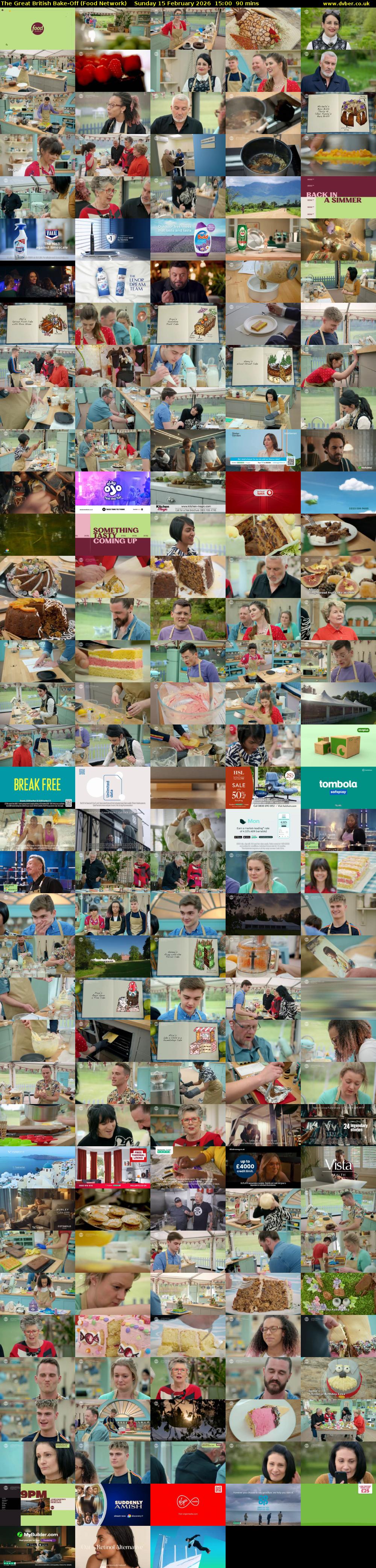 The Great British Bake-Off (Food Network) Sunday 15 February 2026 15:00 - 16:30