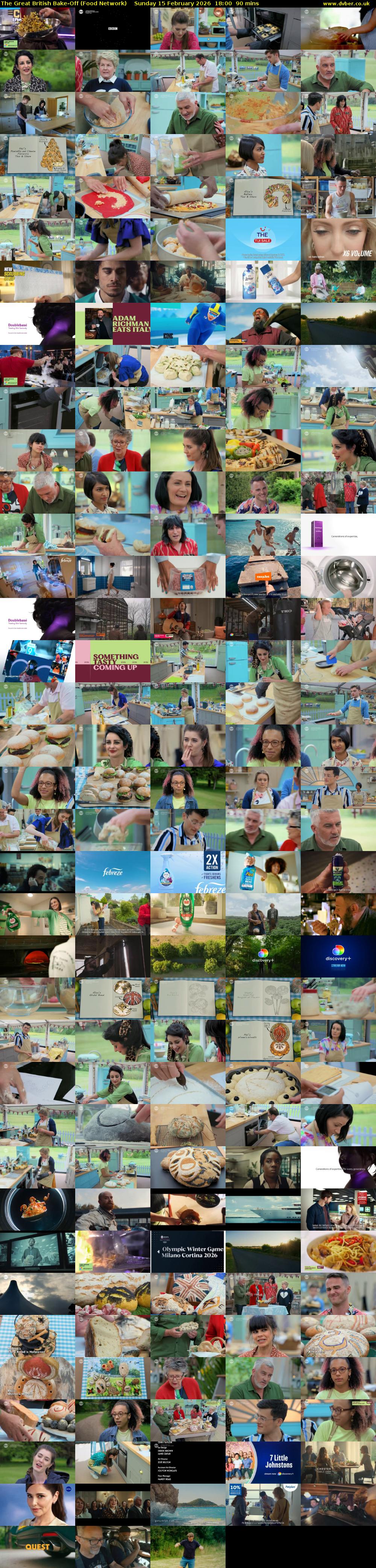 The Great British Bake-Off (Food Network) Sunday 15 February 2026 18:00 - 19:30
