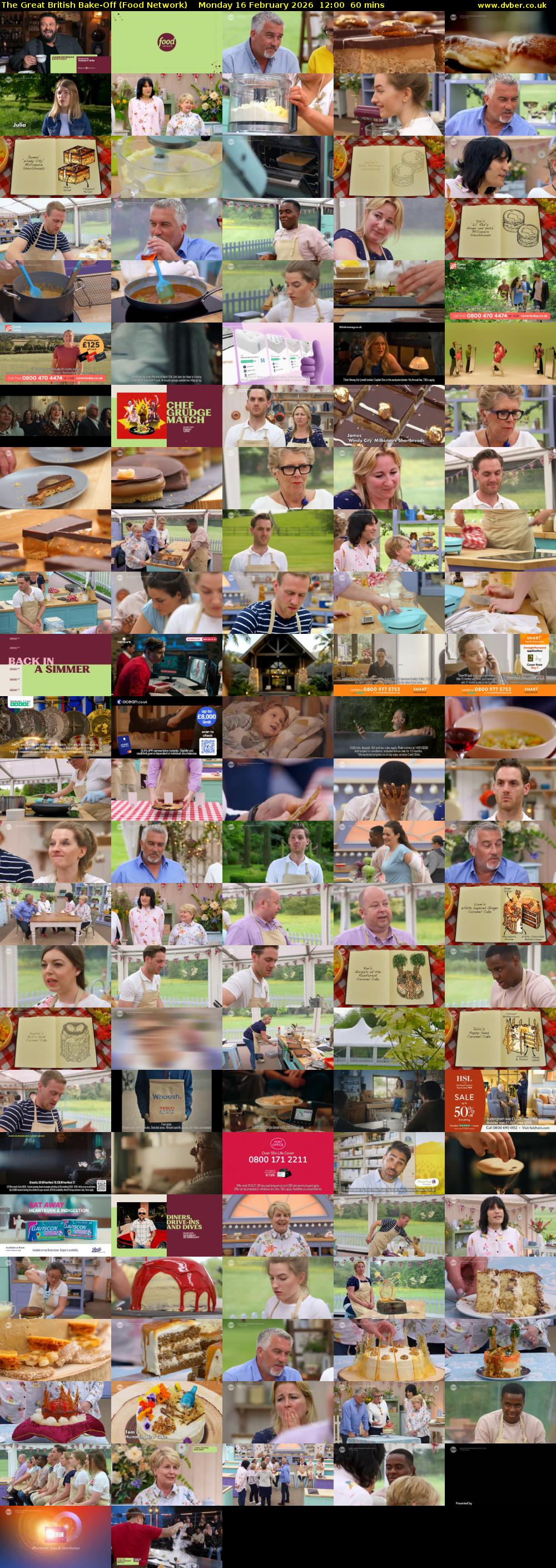 The Great British Bake-Off (Food Network) Monday 16 February 2026 12:00 - 13:00
