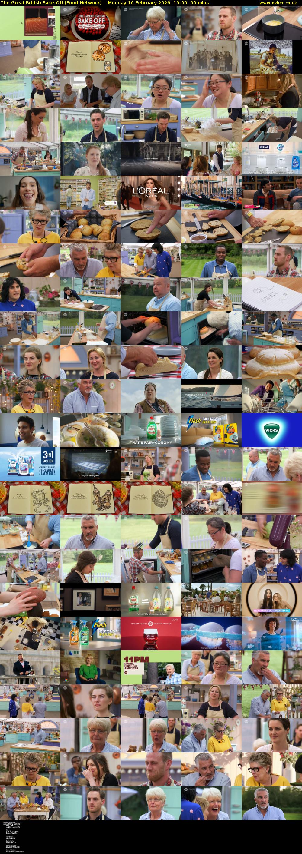 The Great British Bake-Off (Food Network) Monday 16 February 2026 19:00 - 20:00