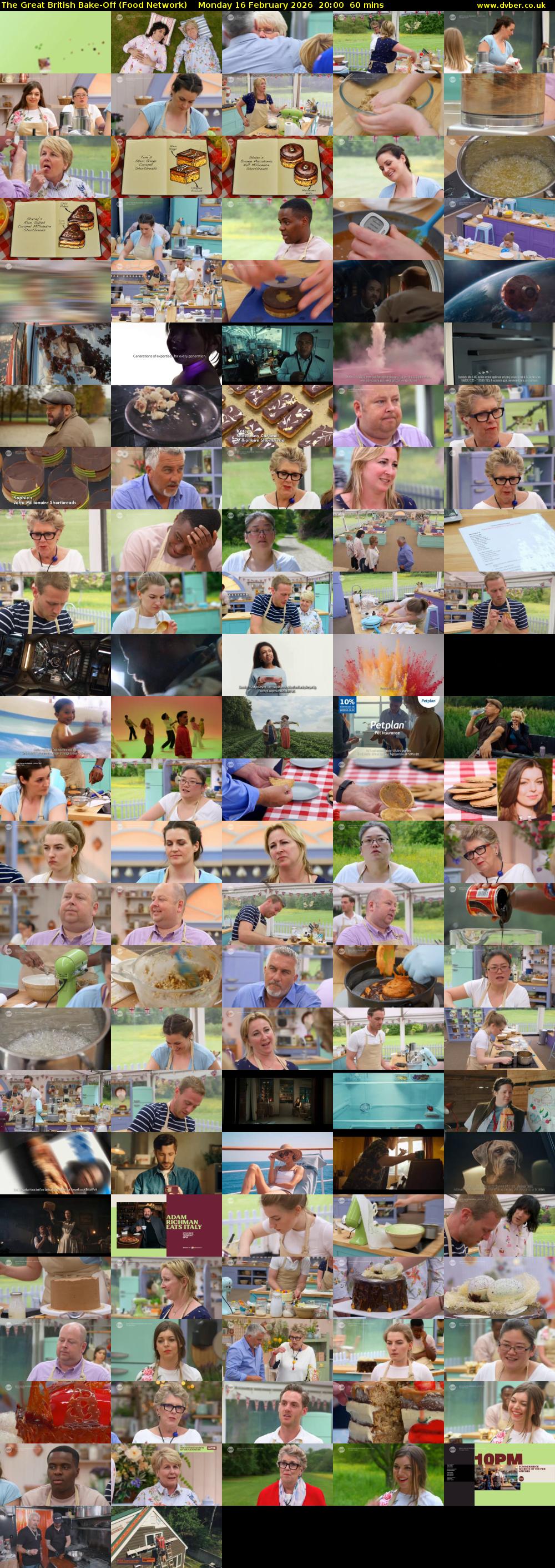 The Great British Bake-Off (Food Network) Monday 16 February 2026 20:00 - 21:00