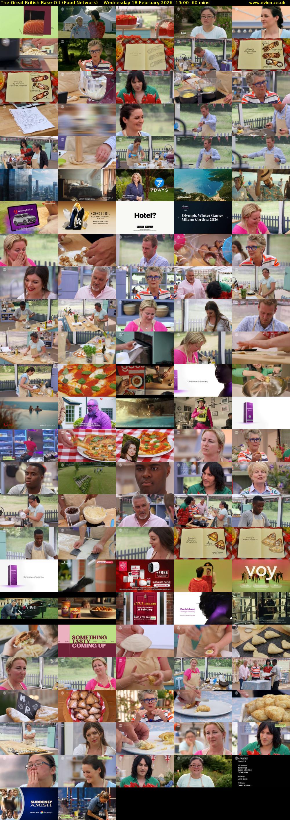 The Great British Bake-Off (Food Network) Wednesday 18 February 2026 19:00 - 20:00