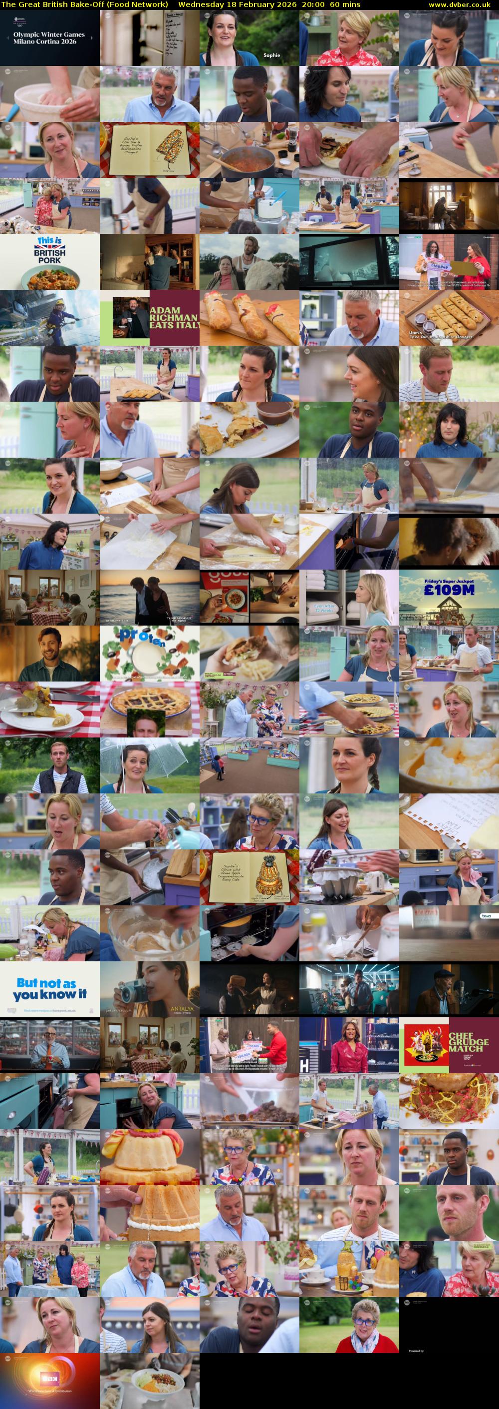 The Great British Bake-Off (Food Network) Wednesday 18 February 2026 20:00 - 21:00