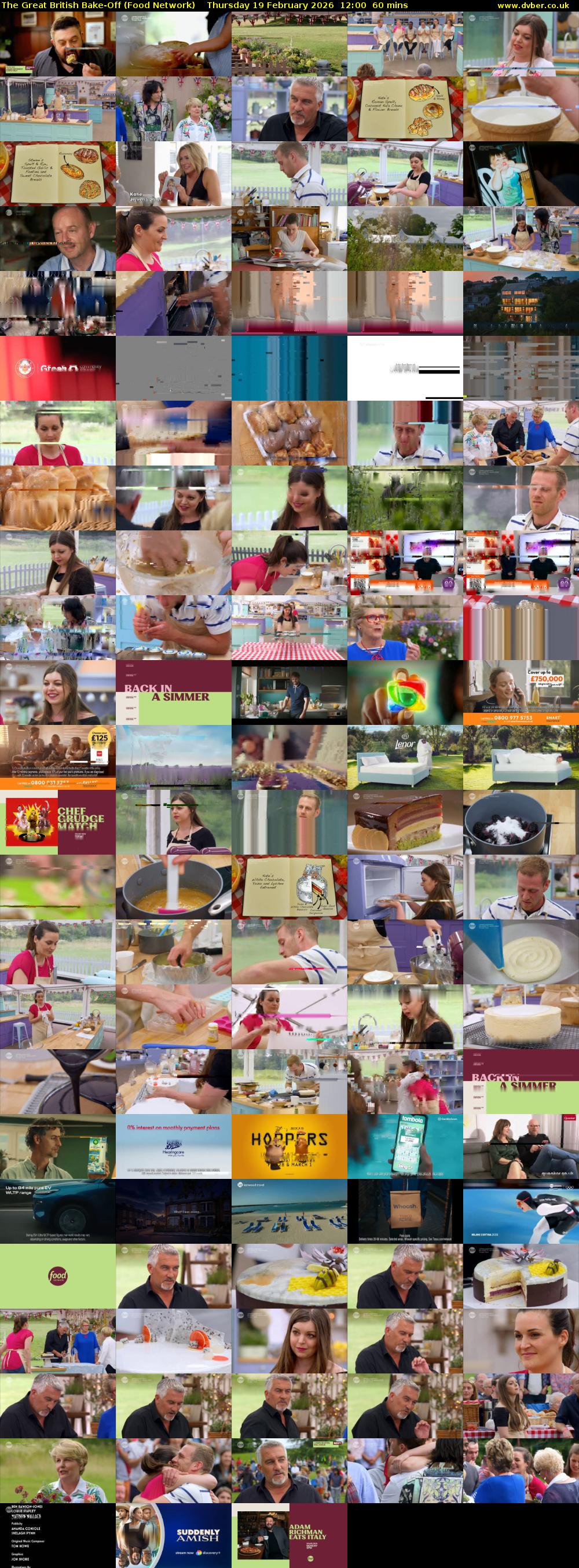 The Great British Bake-Off (Food Network) Thursday 19 February 2026 12:00 - 13:00