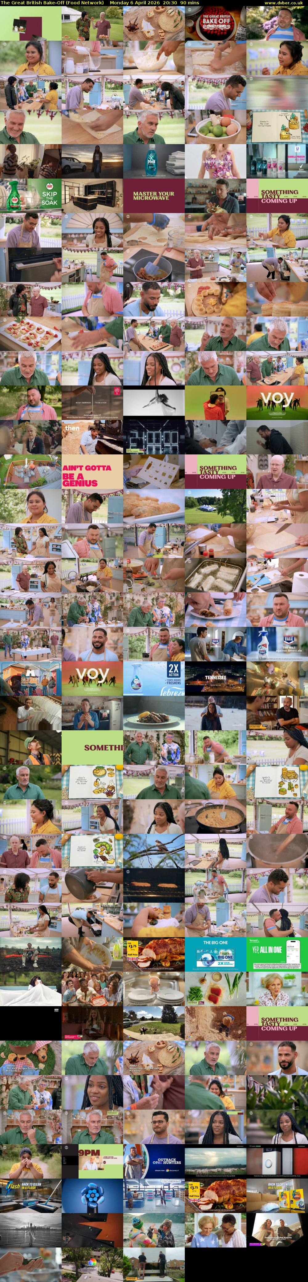 The Great British Bake-Off (Food Network) Monday 6 April 2026 20:30 - 22:00