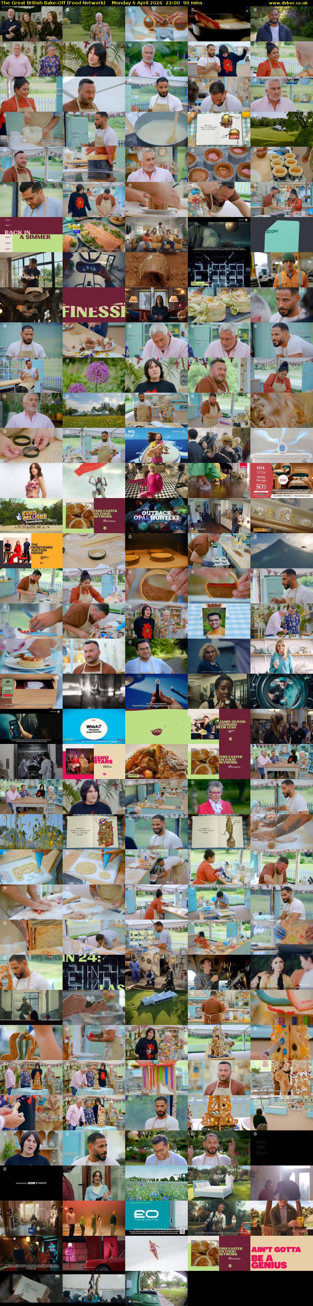 The Great British Bake-Off (Food Network) Monday 6 April 2026 22:00 - 23:30