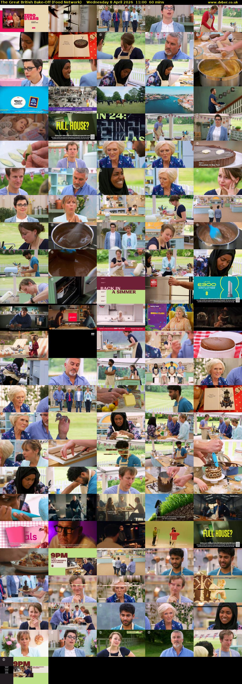 The Great British Bake-Off (Food Network) Wednesday 8 April 2026 11:00 - 12:00