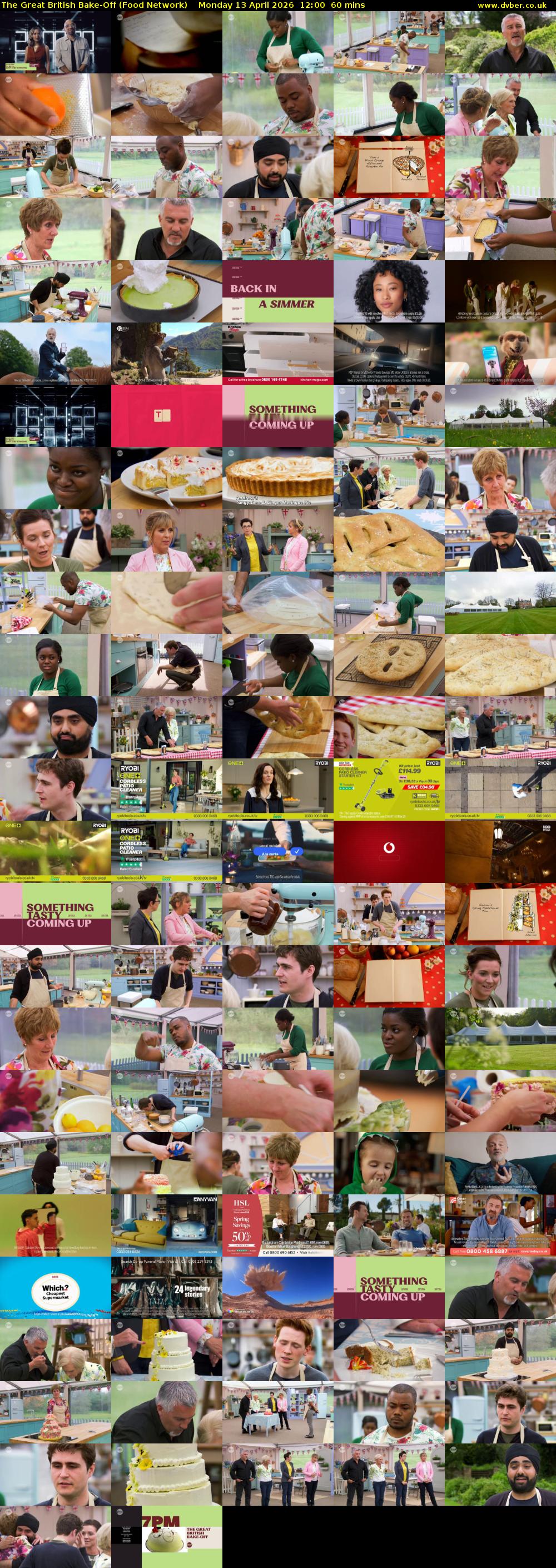 The Great British Bake-Off (Food Network) Monday 13 April 2026 12:00 - 13:00