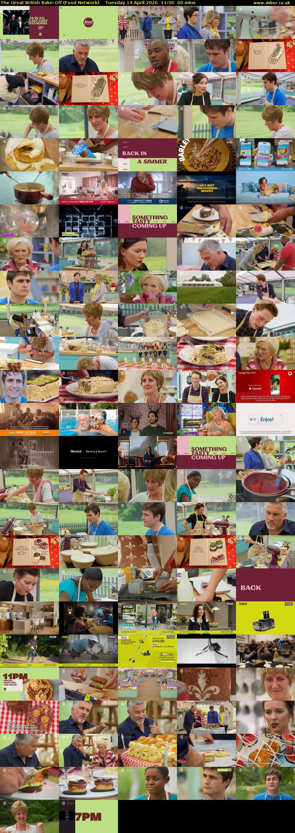 The Great British Bake-Off (Food Network) Tuesday 14 April 2026 11:00 - 12:00