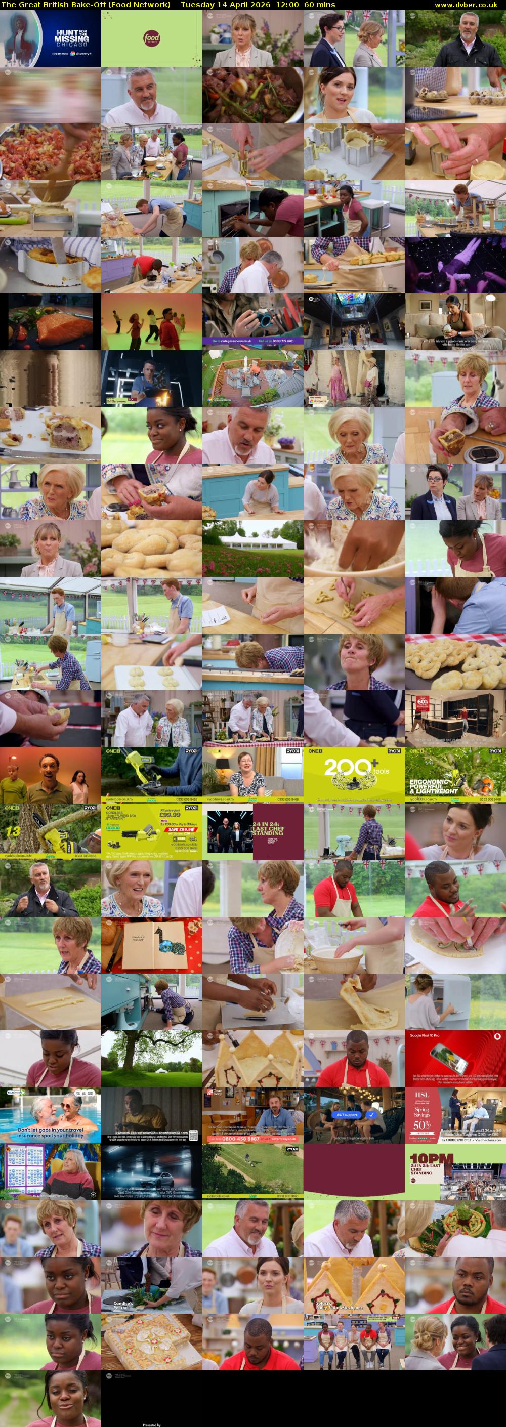 The Great British Bake-Off (Food Network) Tuesday 14 April 2026 12:00 - 13:00