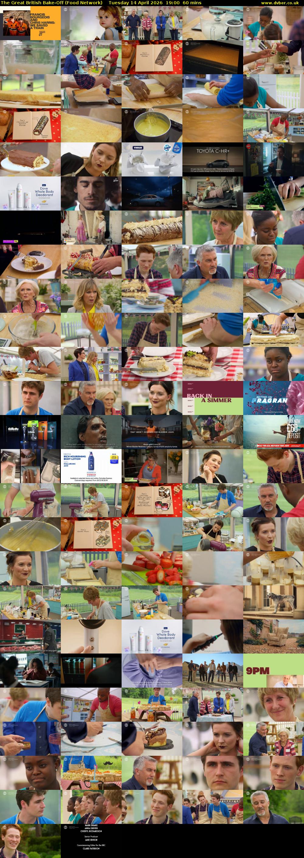 The Great British Bake-Off (Food Network) Tuesday 14 April 2026 19:00 - 20:00