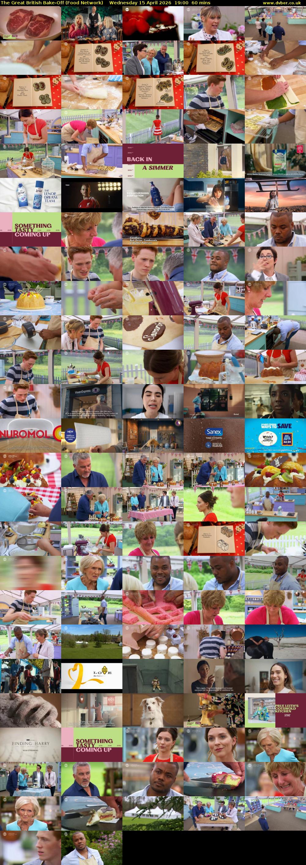 The Great British Bake-Off (Food Network) Wednesday 15 April 2026 19:00 - 20:00