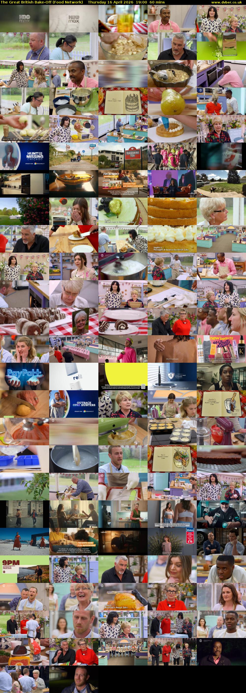 The Great British Bake-Off (Food Network) Thursday 16 April 2026 19:00 - 20:00