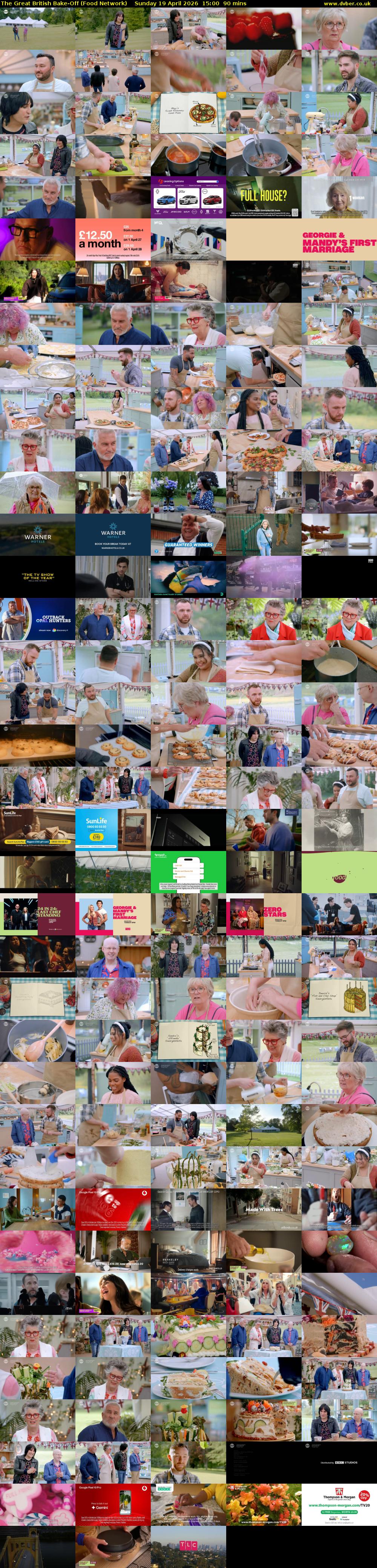 The Great British Bake-Off (Food Network) Sunday 19 April 2026 15:00 - 16:30
