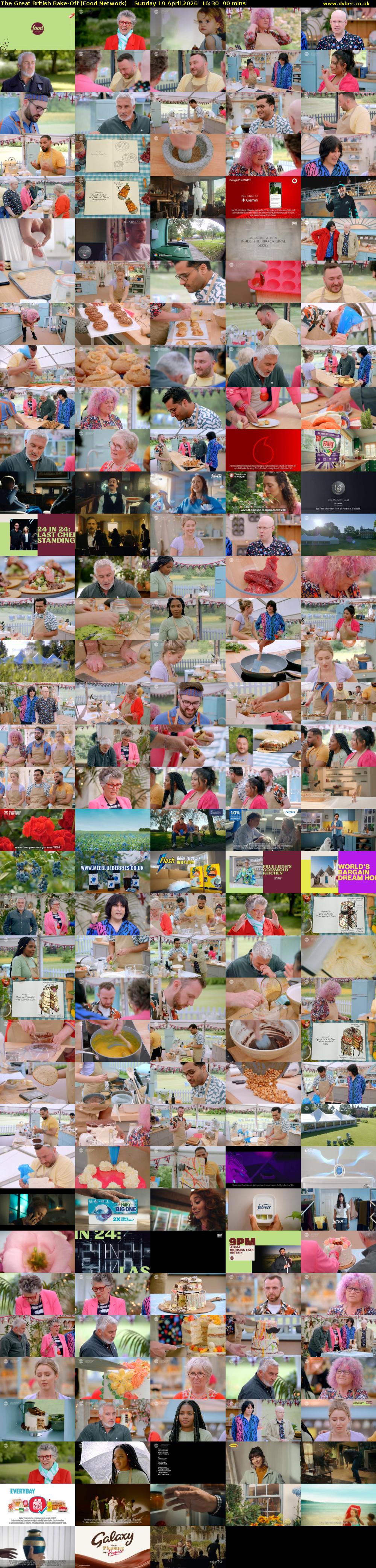 The Great British Bake-Off (Food Network) Sunday 19 April 2026 16:30 - 18:00