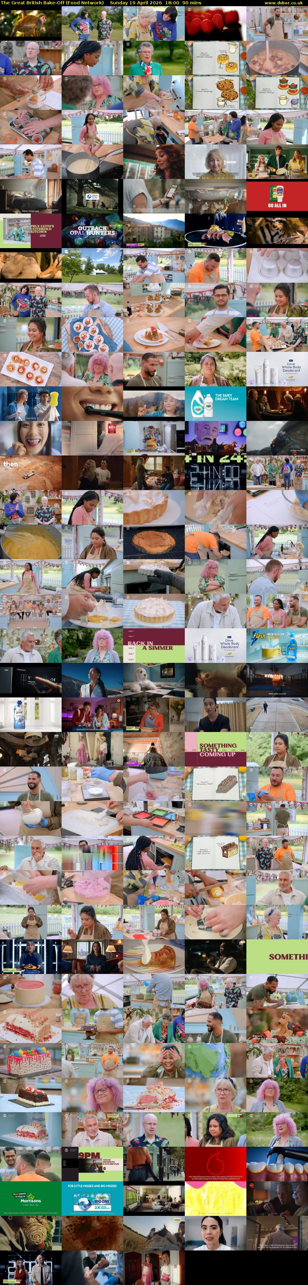 The Great British Bake-Off (Food Network) Sunday 19 April 2026 18:00 - 19:30