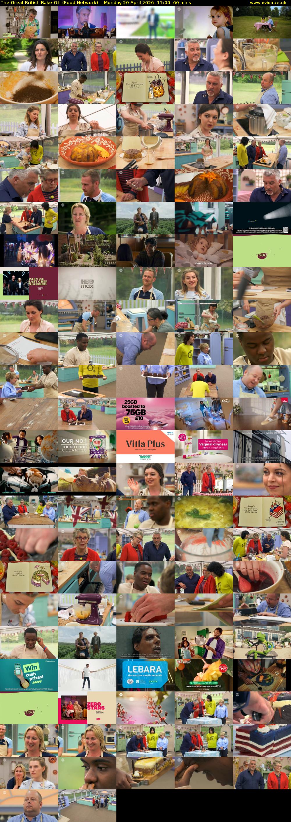 The Great British Bake-Off (Food Network) Monday 20 April 2026 11:00 - 12:00