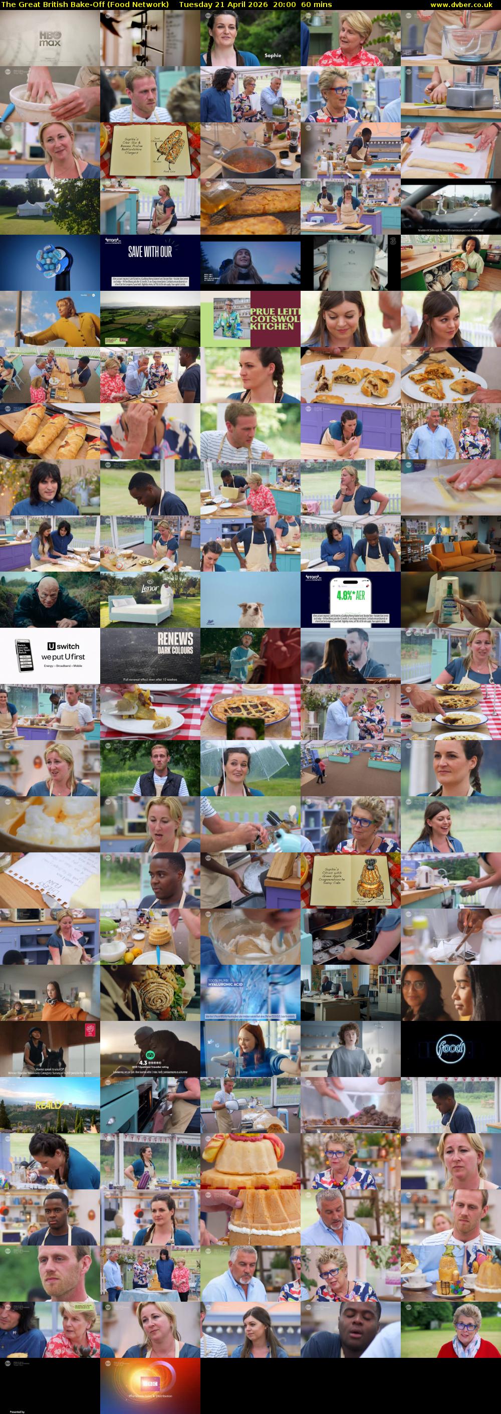 The Great British Bake-Off (Food Network) Tuesday 21 April 2026 20:00 - 21:00