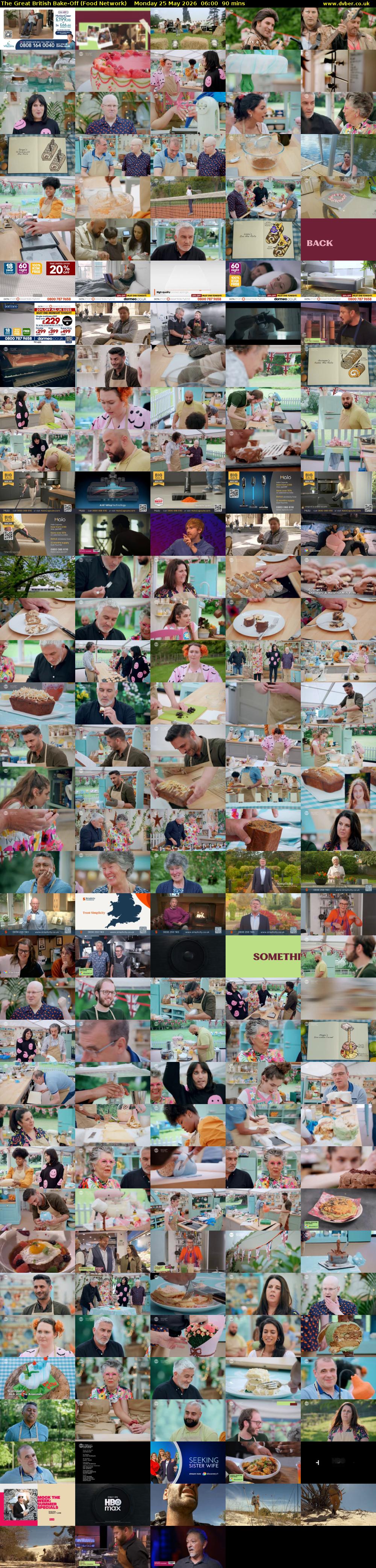The Great British Bake-Off (Food Network) Monday 25 May 2026 06:00 - 07:30