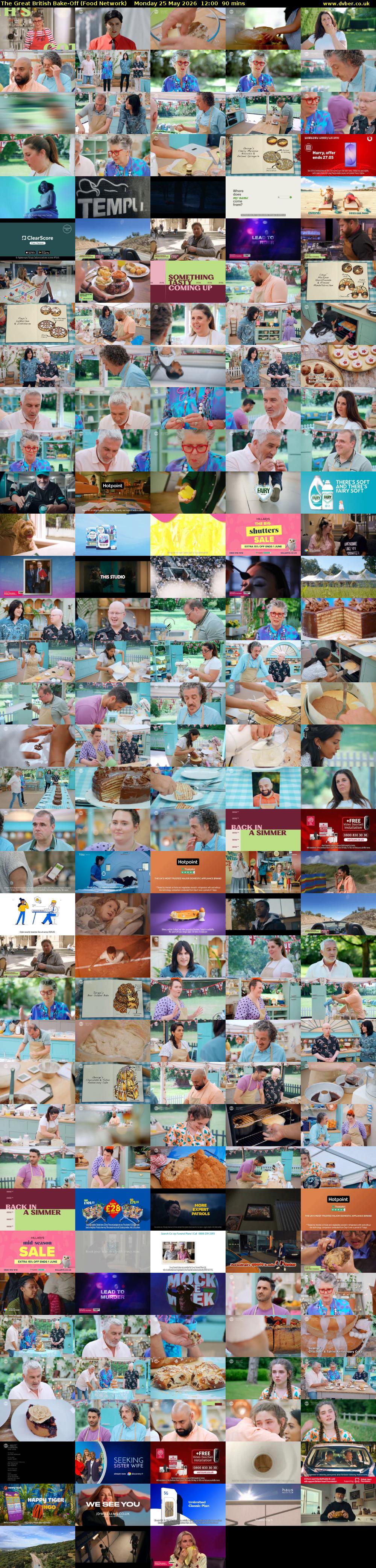 The Great British Bake-Off (Food Network) Monday 25 May 2026 12:00 - 13:30