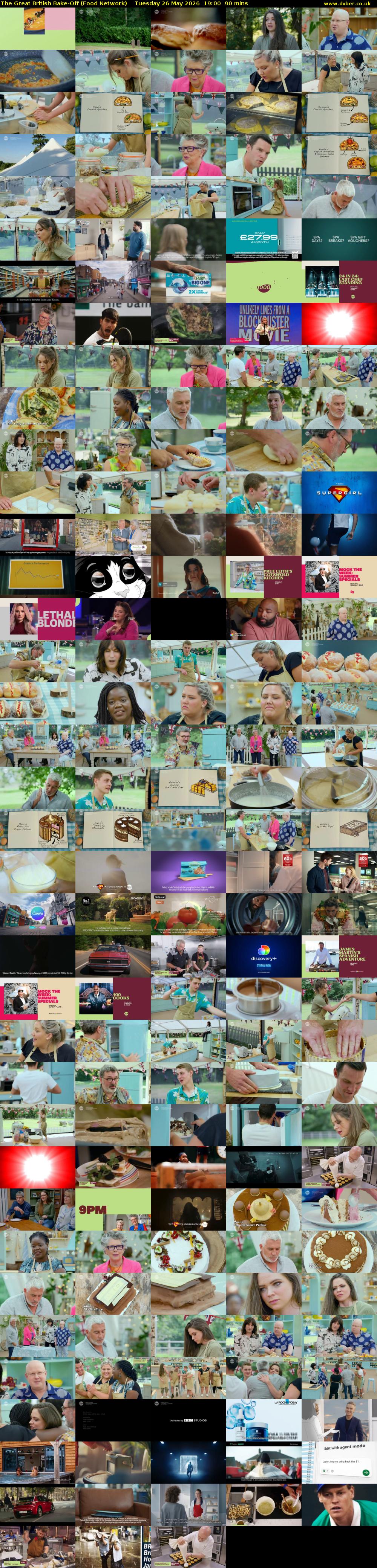 The Great British Bake-Off (Food Network) Tuesday 26 May 2026 19:00 - 20:30