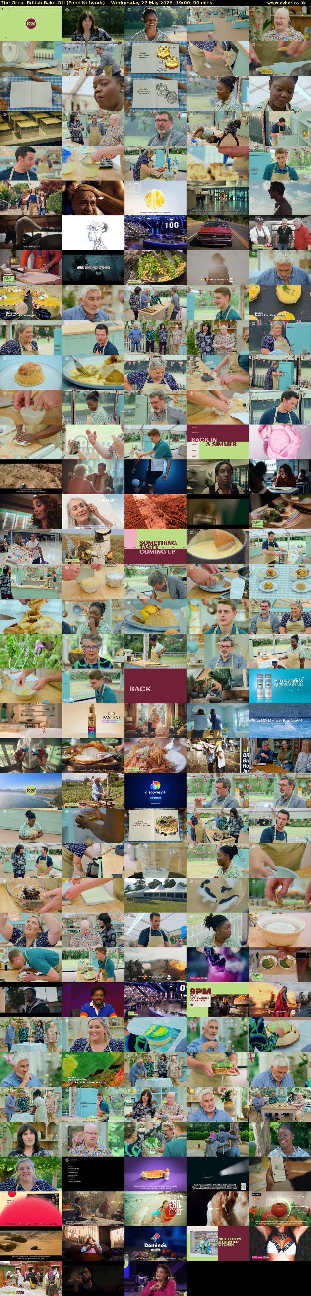 The Great British Bake-Off (Food Network) Wednesday 27 May 2026 19:00 - 20:30