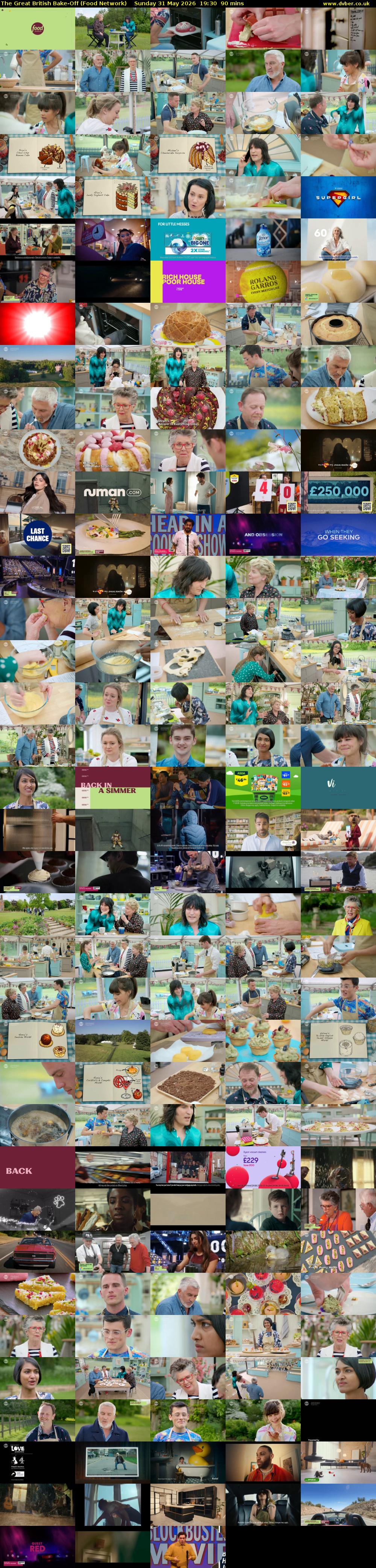 The Great British Bake-Off (Food Network) Sunday 31 May 2026 19:30 - 21:00