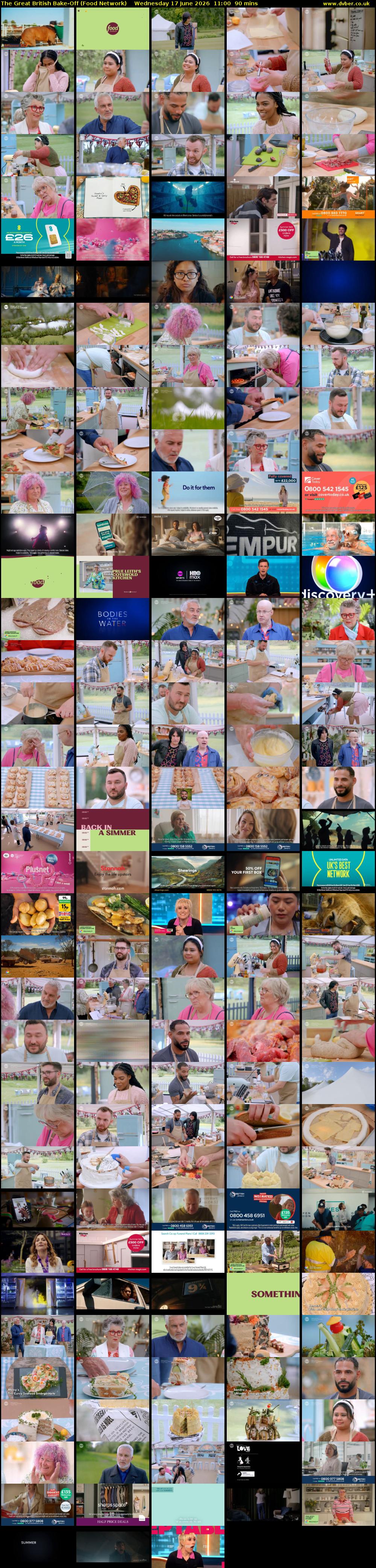 The Great British Bake-Off (Food Network) Wednesday 17 June 2026 11:00 - 12:30