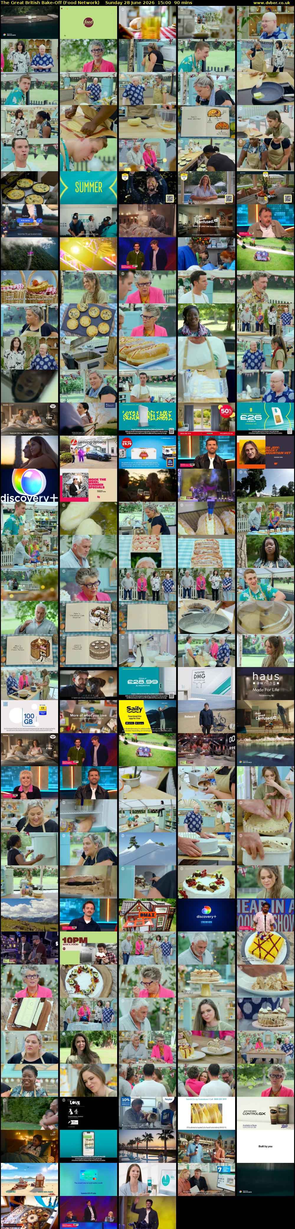 The Great British Bake-Off (Food Network) Sunday 28 June 2026 15:00 - 16:30