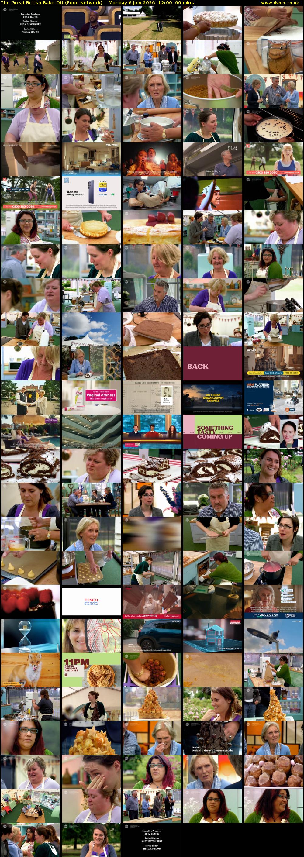 The Great British Bake-Off (Food Network) Monday 6 July 2026 12:00 - 13:00