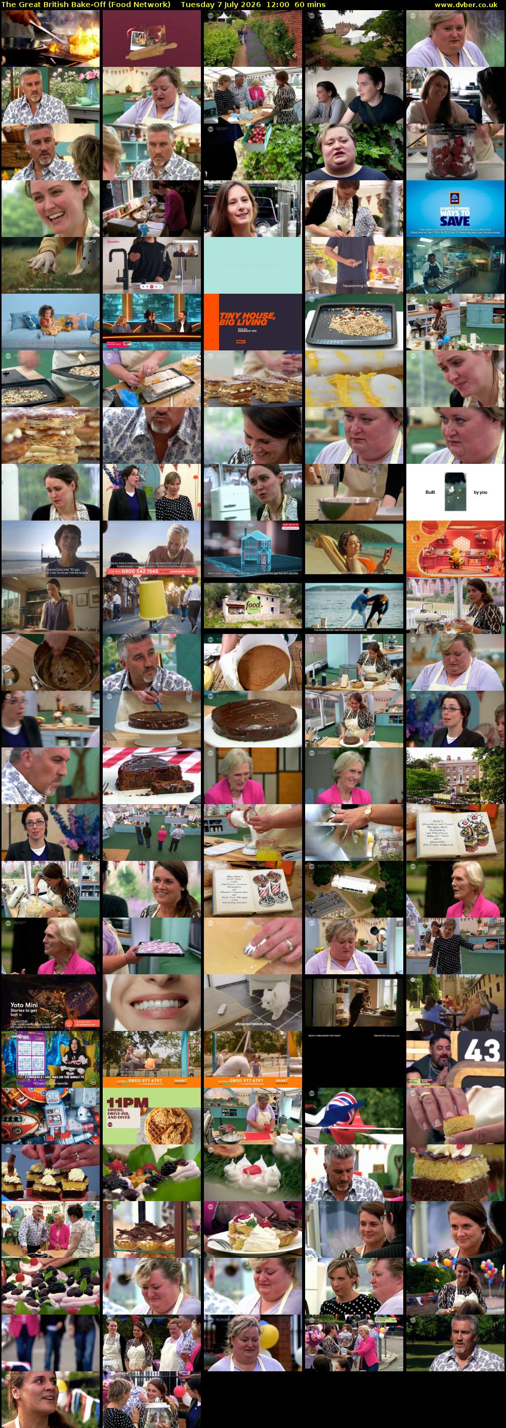 The Great British Bake-Off (Food Network) Tuesday 7 July 2026 12:00 - 13:00