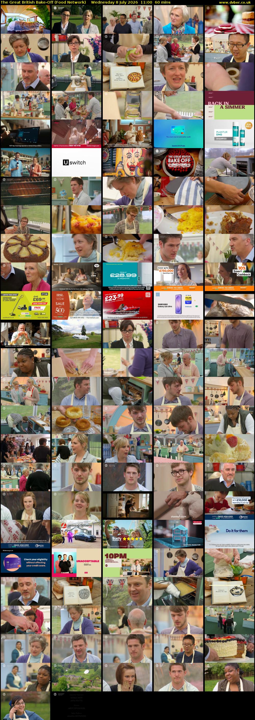The Great British Bake-Off (Food Network) Wednesday 8 July 2026 11:00 - 12:00