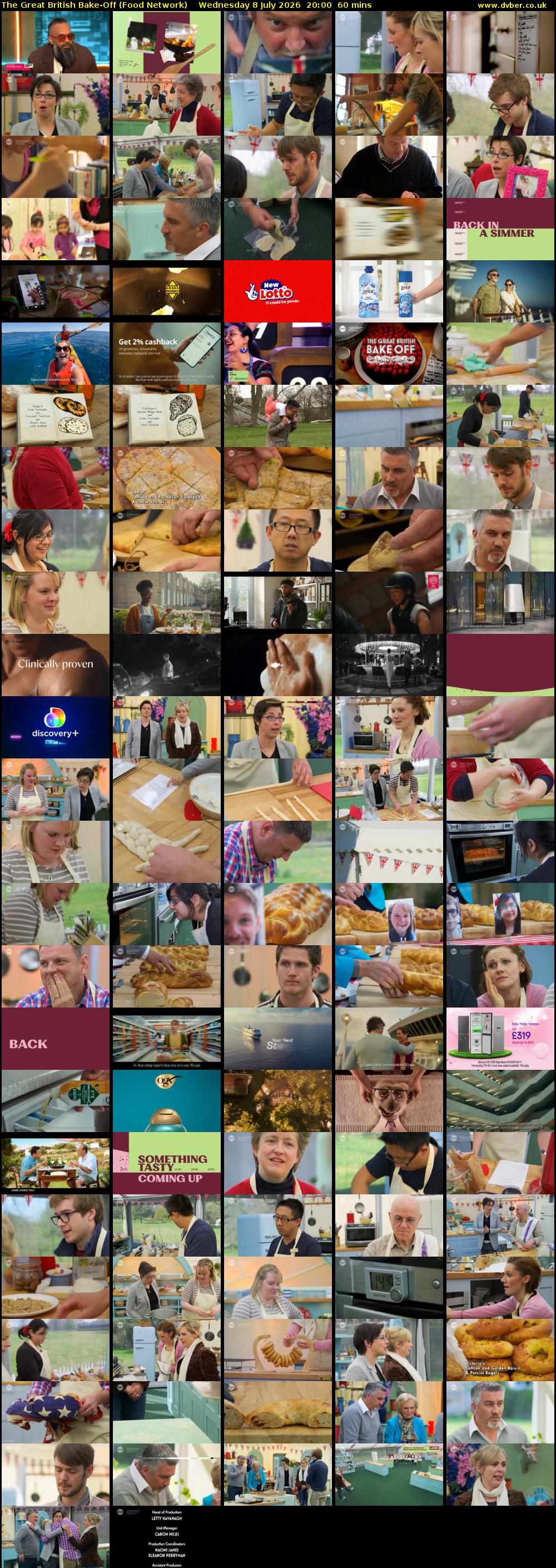 The Great British Bake-Off (Food Network) Wednesday 8 July 2026 20:00 - 21:00