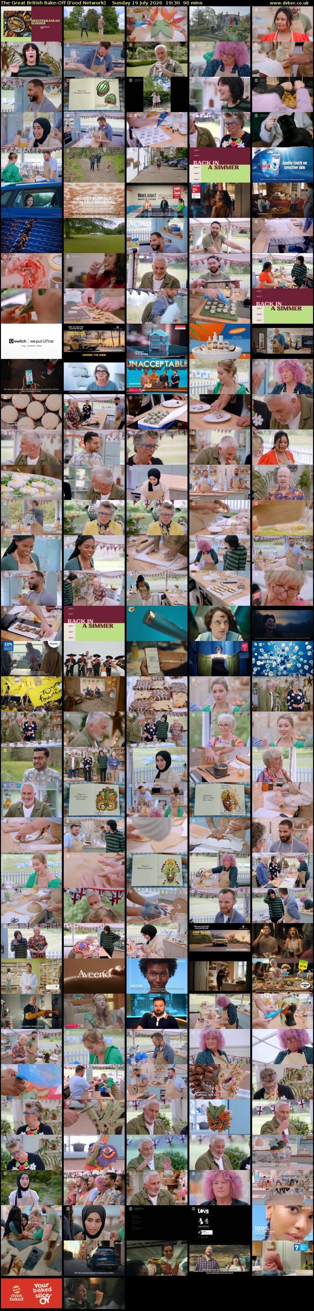 The Great British Bake-Off (Food Network) Sunday 19 July 2026 19:30 - 21:00