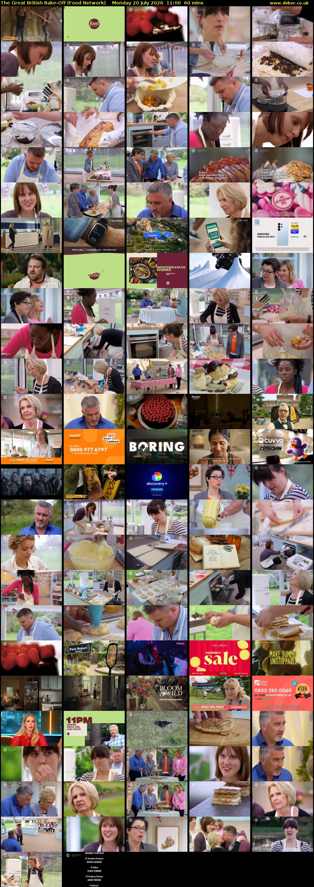 The Great British Bake-Off (Food Network) Monday 20 July 2026 11:00 - 12:00