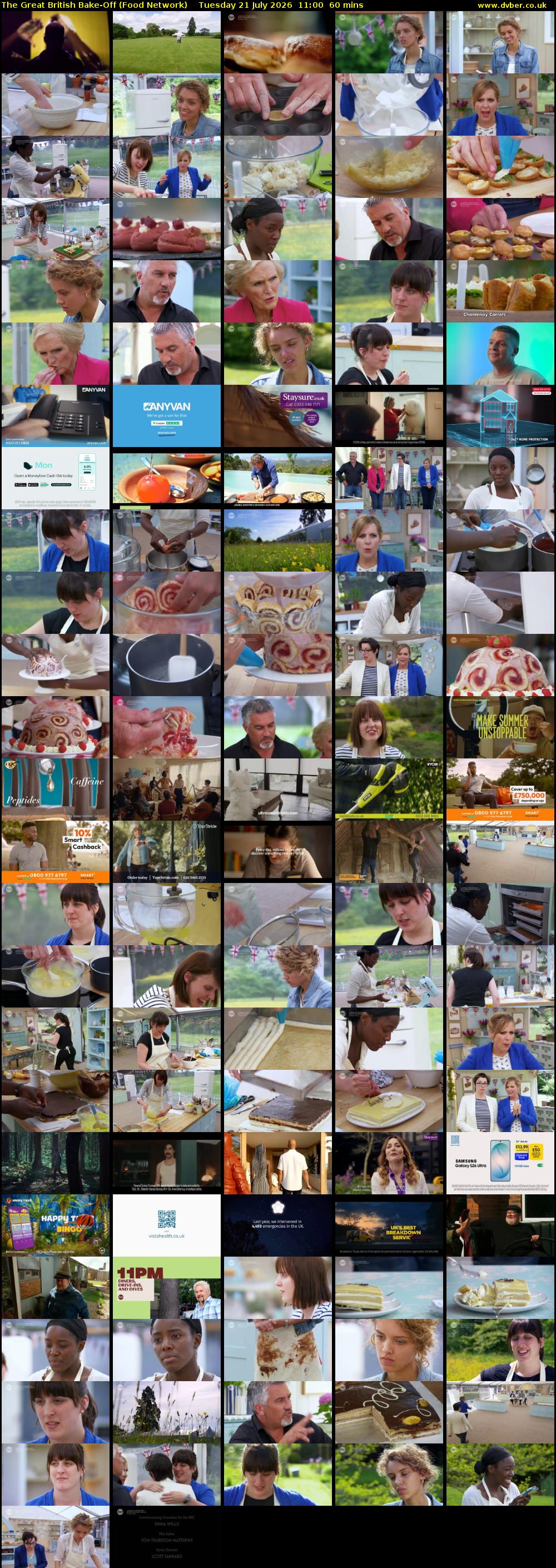 The Great British Bake-Off (Food Network) Tuesday 21 July 2026 11:00 - 12:00