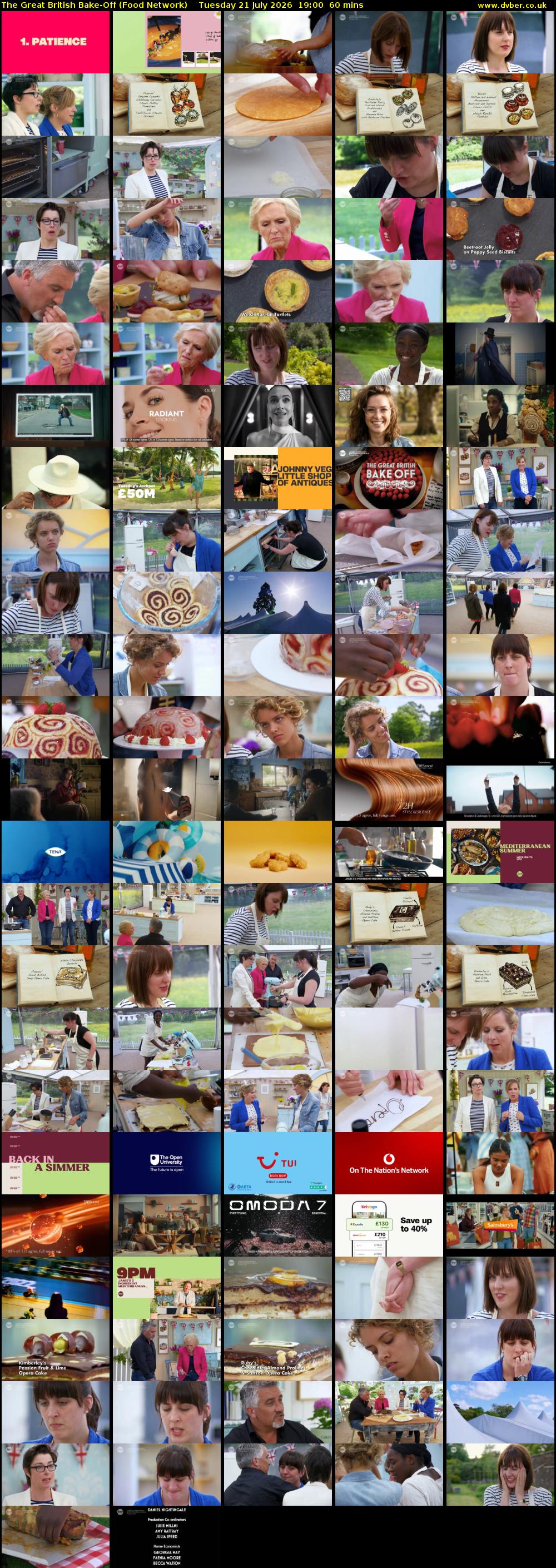 The Great British Bake-Off (Food Network) Tuesday 21 July 2026 19:00 - 20:00