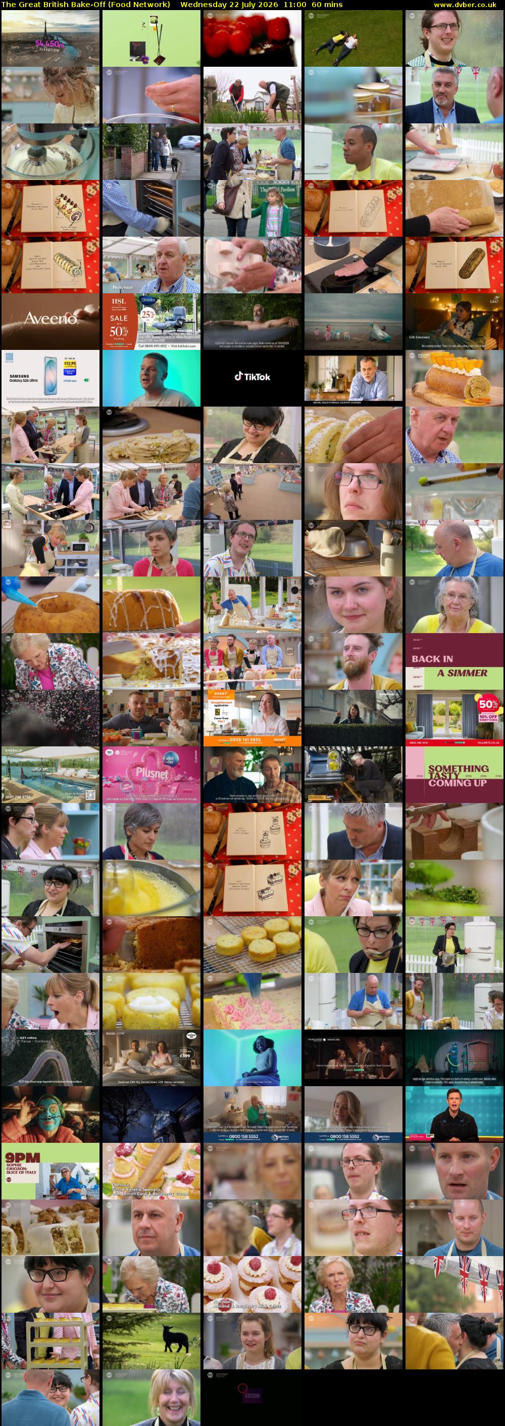 The Great British Bake-Off (Food Network) Wednesday 22 July 2026 11:00 - 12:00