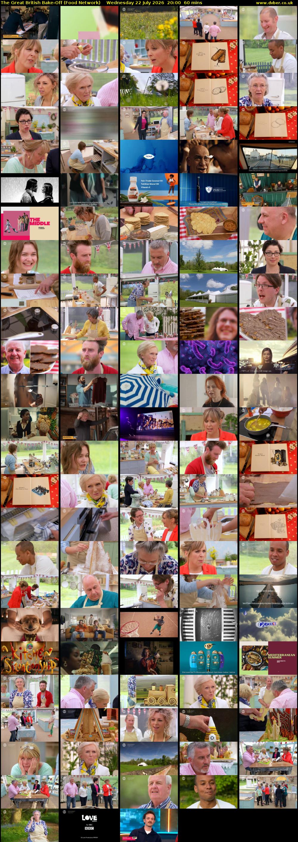 The Great British Bake-Off (Food Network) Wednesday 22 July 2026 20:00 - 21:00