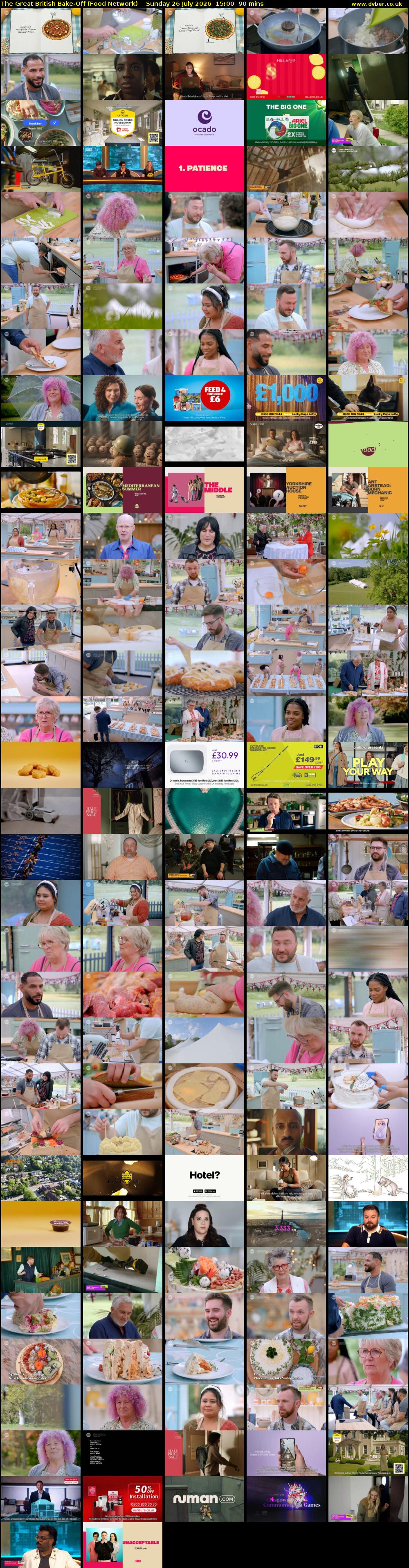 The Great British Bake-Off (Food Network) Sunday 26 July 2026 15:00 - 16:30